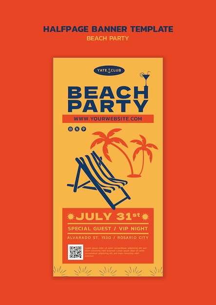 PSD beach party celebration template