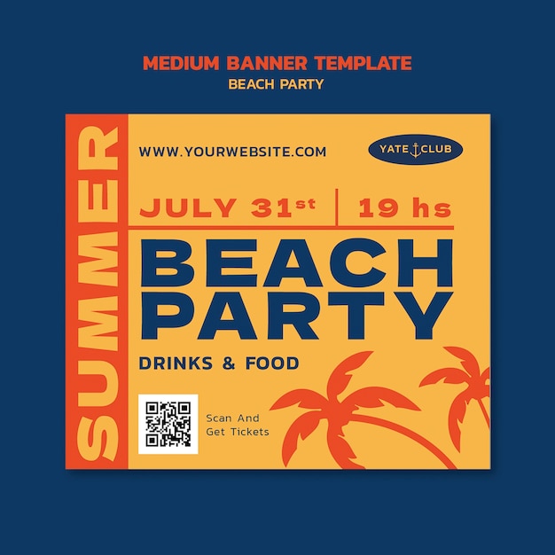 PSD beach party celebration template