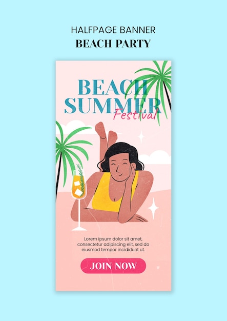 PSD beach party celebration template