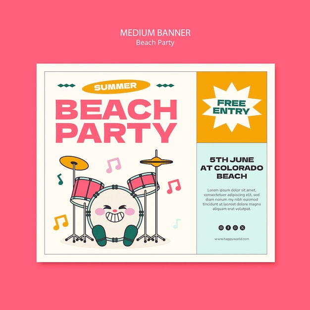 Beach party template design