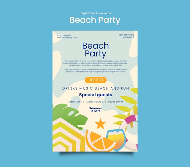 Beach party template design