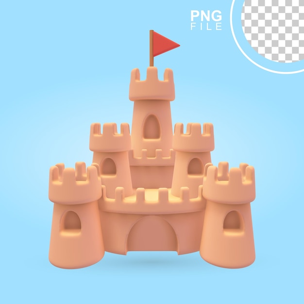 Beach sand castle wonder 3d icon of a beachside sandcastle