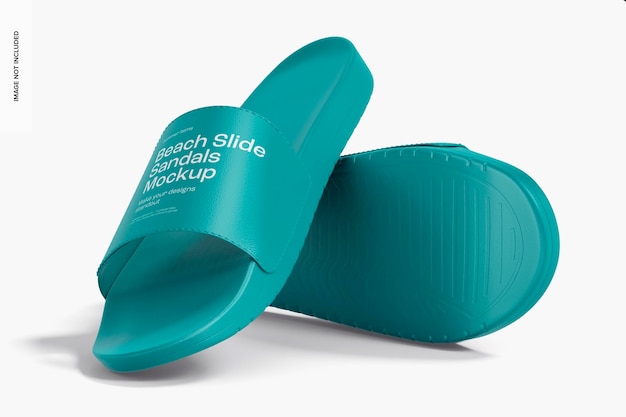Beach Slide Sandals Mockup, Leaned