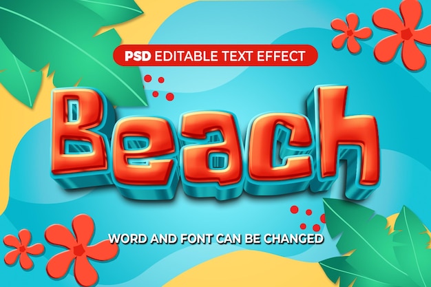 PSD beach text effect 3d psd