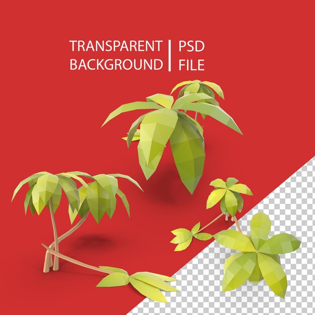 PSD beach tree lowpoly png