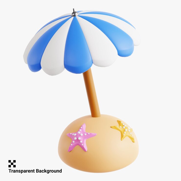 PSD иллюстрация 3d-иконки пляжного зонтика