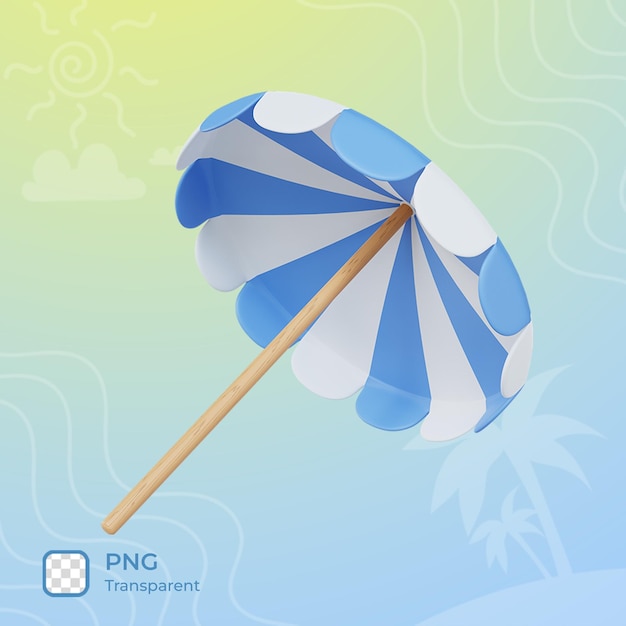 PSD beach umbrella 3d illustration render icon summer theme object