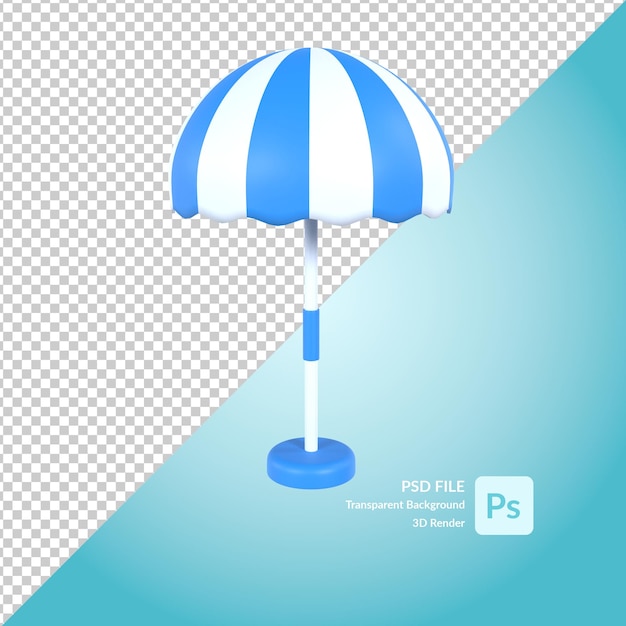 Beach umbrella 3d illustration rendering