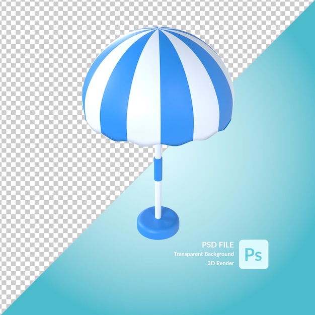 PSD beach umbrella 3d illustration rendering