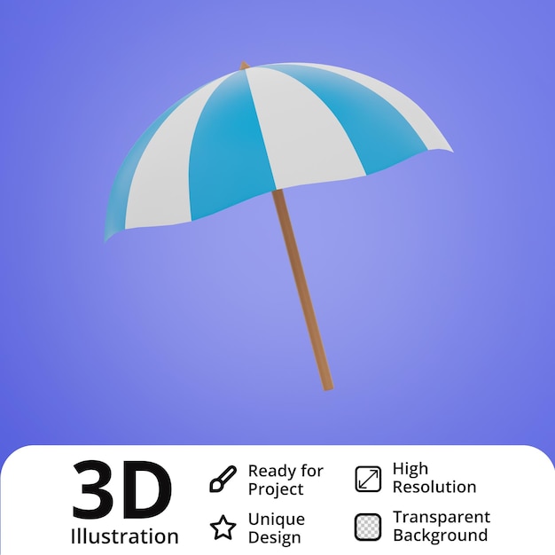 Beach umbrella 3d illustration