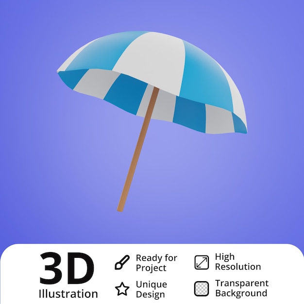 Пляжный зонтик 3D Иллюстрация