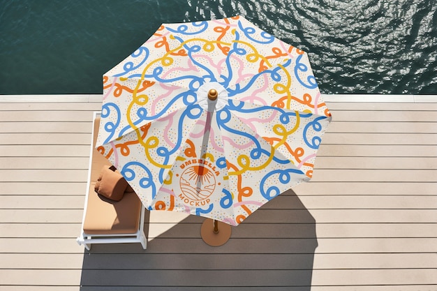 PSD beach umbrella mockup design