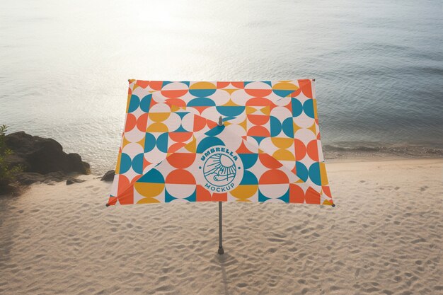 PSD beach umbrella mockup design