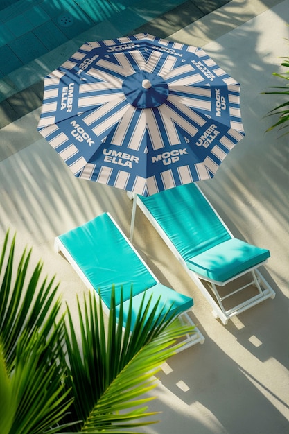 PSD beach umbrella mockup design