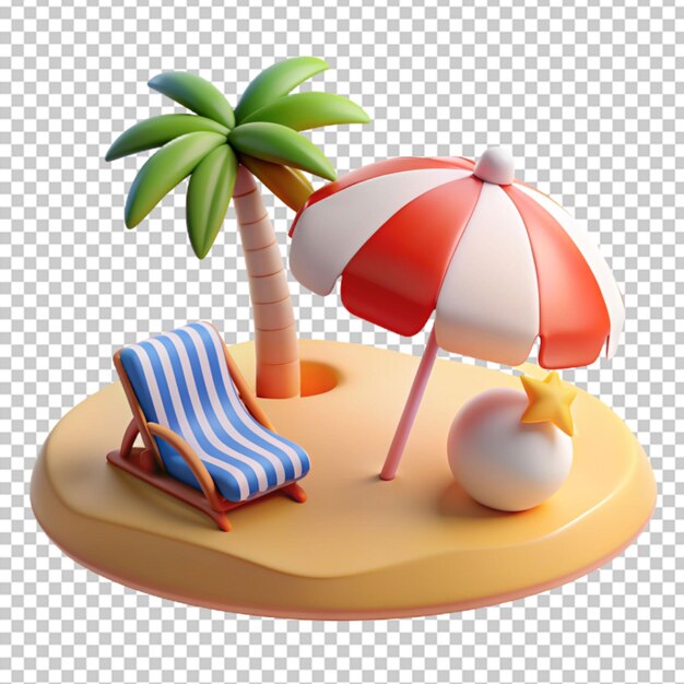 PSD beach with umbrella summer and vacation concept