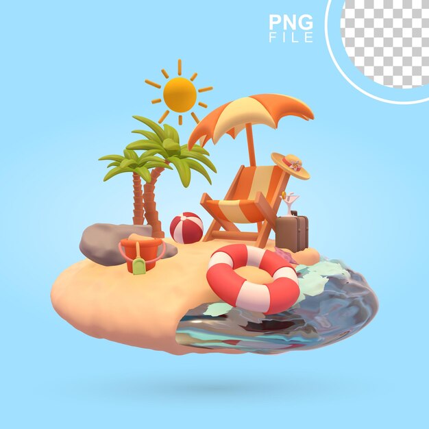 Beachside serenity 3d icon of a mesmerizing relaxation scene on the coastline