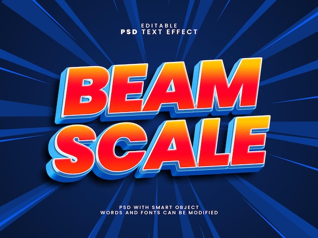 PSD beam scale 3d editable text effect style