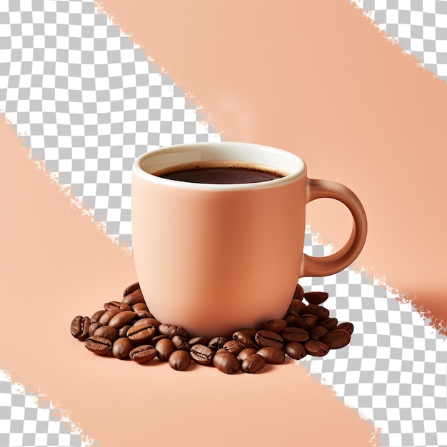 Чашка кофе в зернах на прозрачном фоне