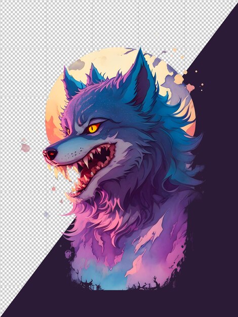 PSD beangstigende weerwolf t-shirt clipart png