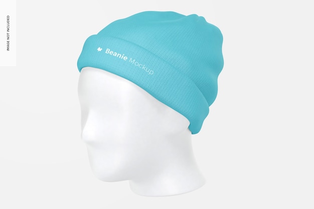 Beanie with Head Mockup, Front Right View