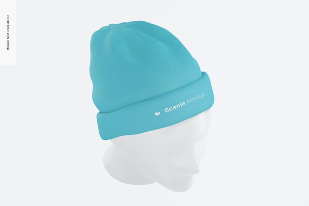 Beanie with head mockup top view