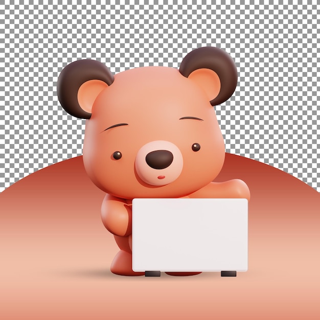 Bear 3d rendering pose 4