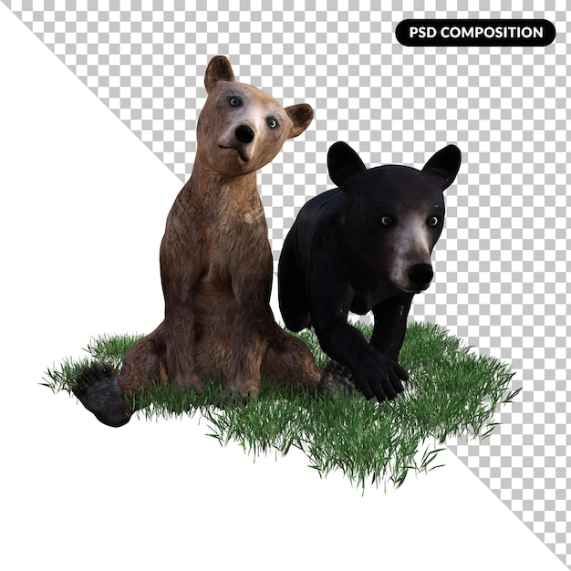 PSD クマと友達の動物分離 3 d