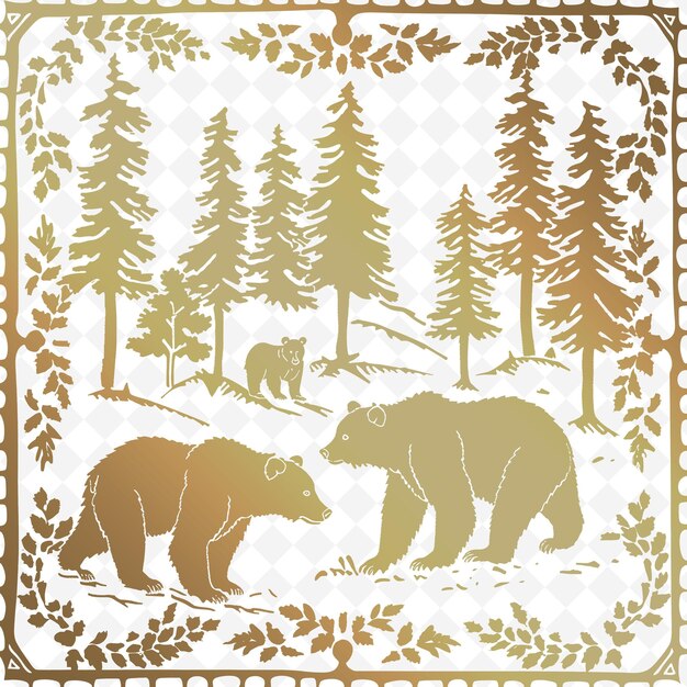 PSD a bear and a bear are in the woods in the winter