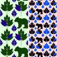 PSD a bear and bear wallpaper design with purple flowers and green leaves