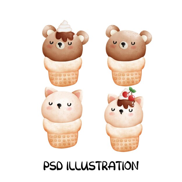 PSD Мороженое с медвежьим котом 1