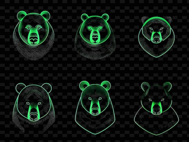 Bear faces on a black background