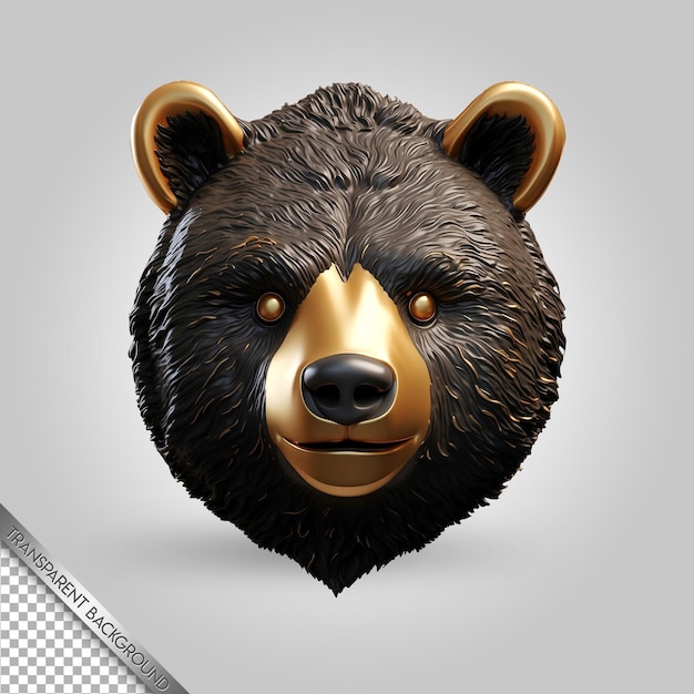 PSD a bear head that has a gold nose and a black nose