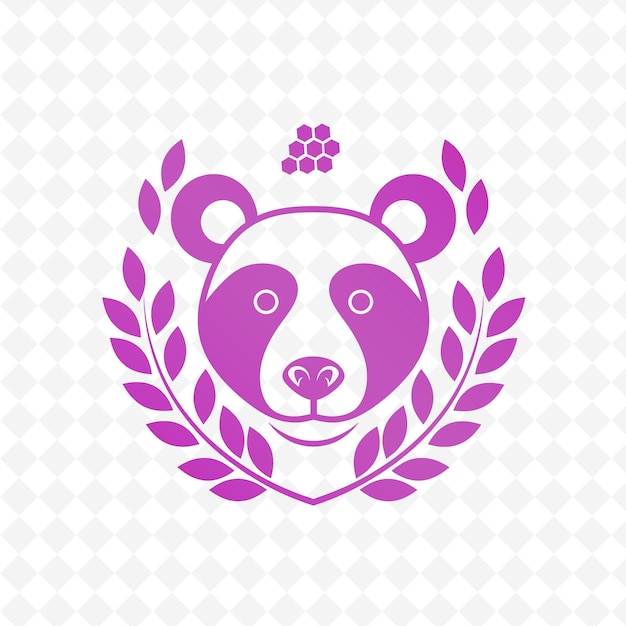 PSD a bear head with a purple flower on it