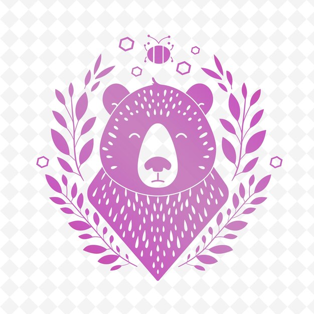 PSD a bear in a purple crown with a white background