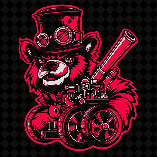 PSD a bear in a top hat with a bat on it