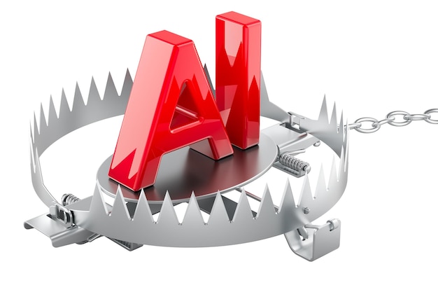 bear trap with ai symbol 3d rendering isolated on transparent background