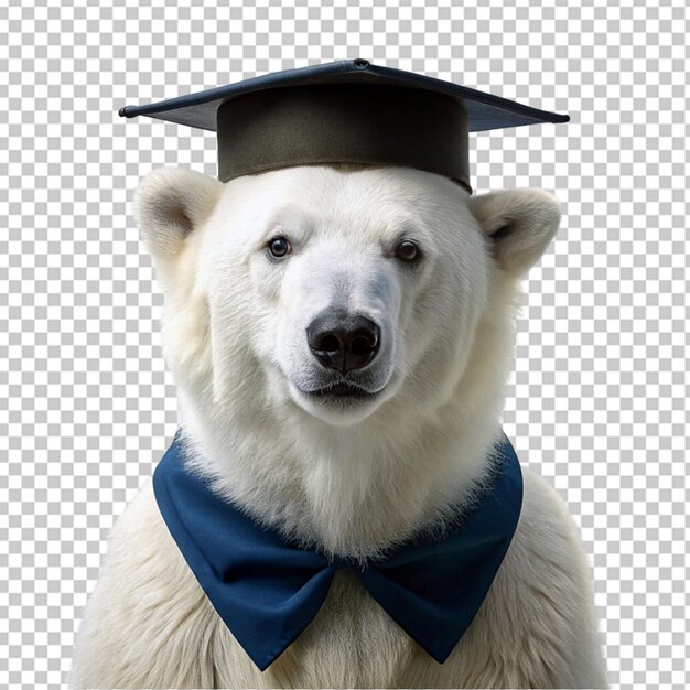 PSD bear wearing a graduation cap