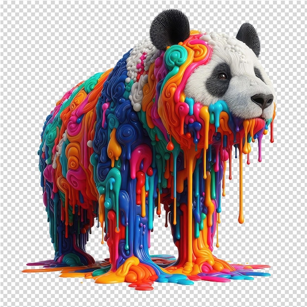 a bear with different colors and a black and white background