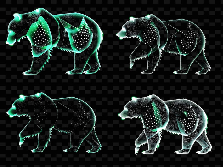 PSD a bear with green and blue lights on his back