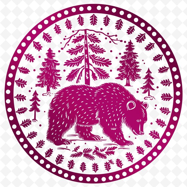 PSD a bear with a pink and purple pattern on it