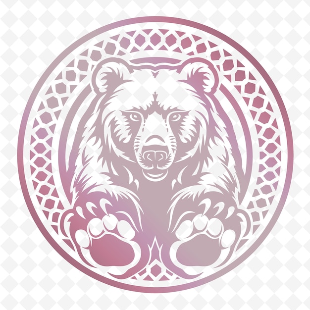 PSD a bear with a pink and white pattern on it