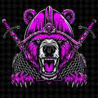 PSD a bear with a sword and swords on it