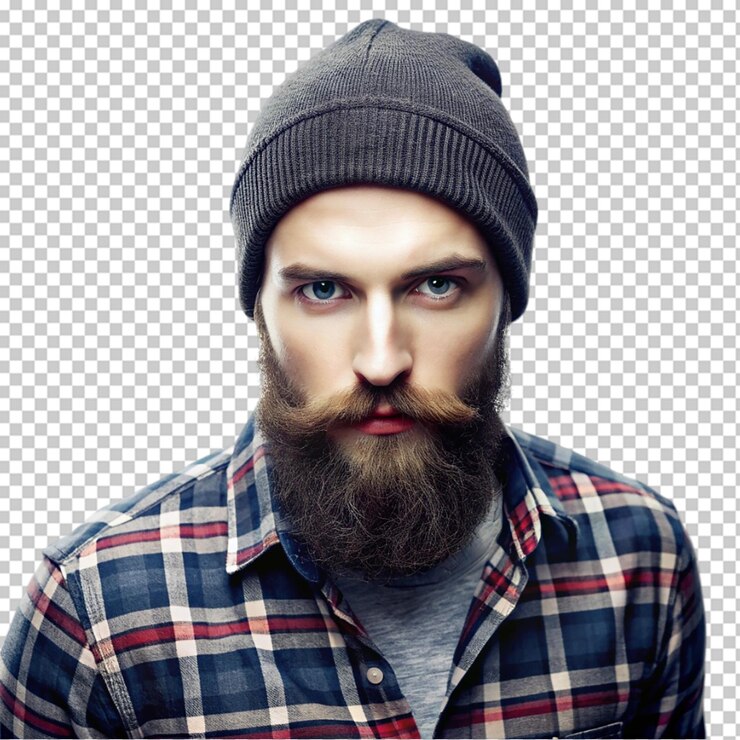 PSD beard man on transparent background