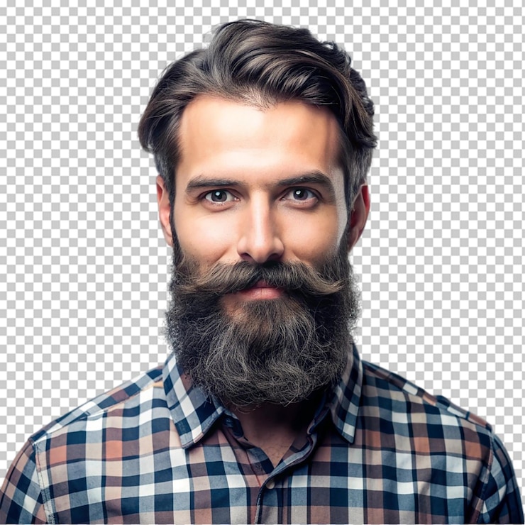 PSD beard man on transparent background