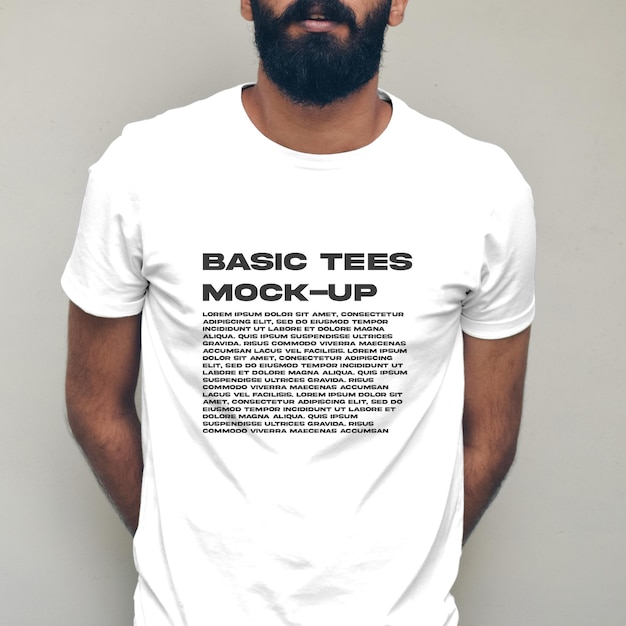 PSD beard man with white shirt mockup