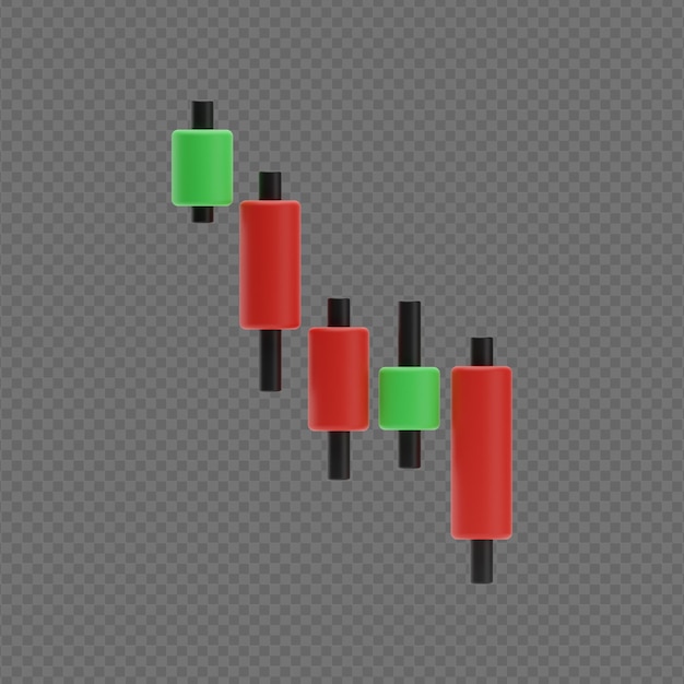 PSD icona del bastone della candela del mercato ribassista 3d