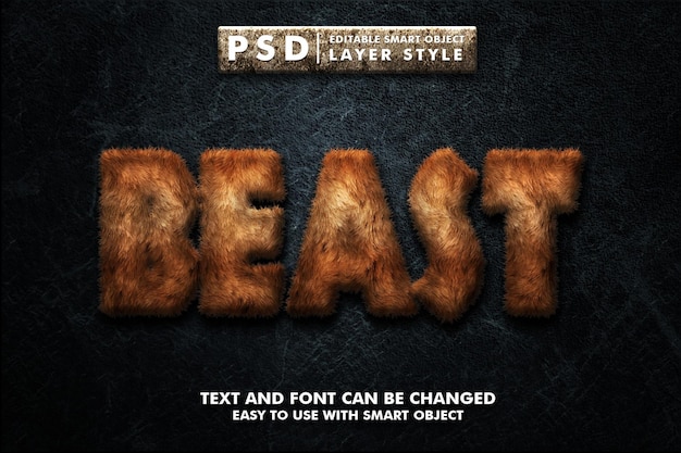 Beast 3d realistic text effect premium psd