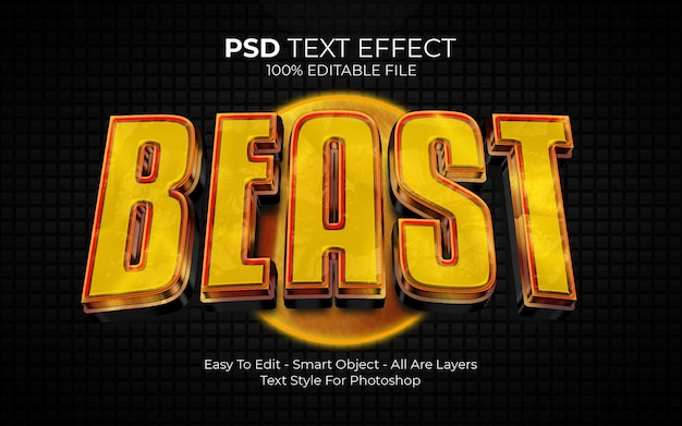 PSD effetto di testo 3d modificabile per bestie