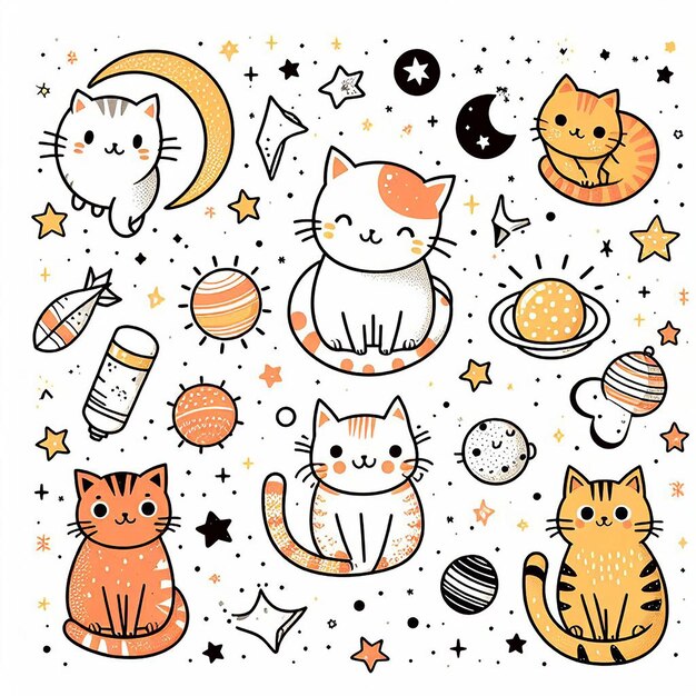 PSD beatiful cat seamless pattern