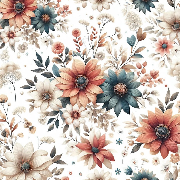 Beatiful colorful flower seamless pattern